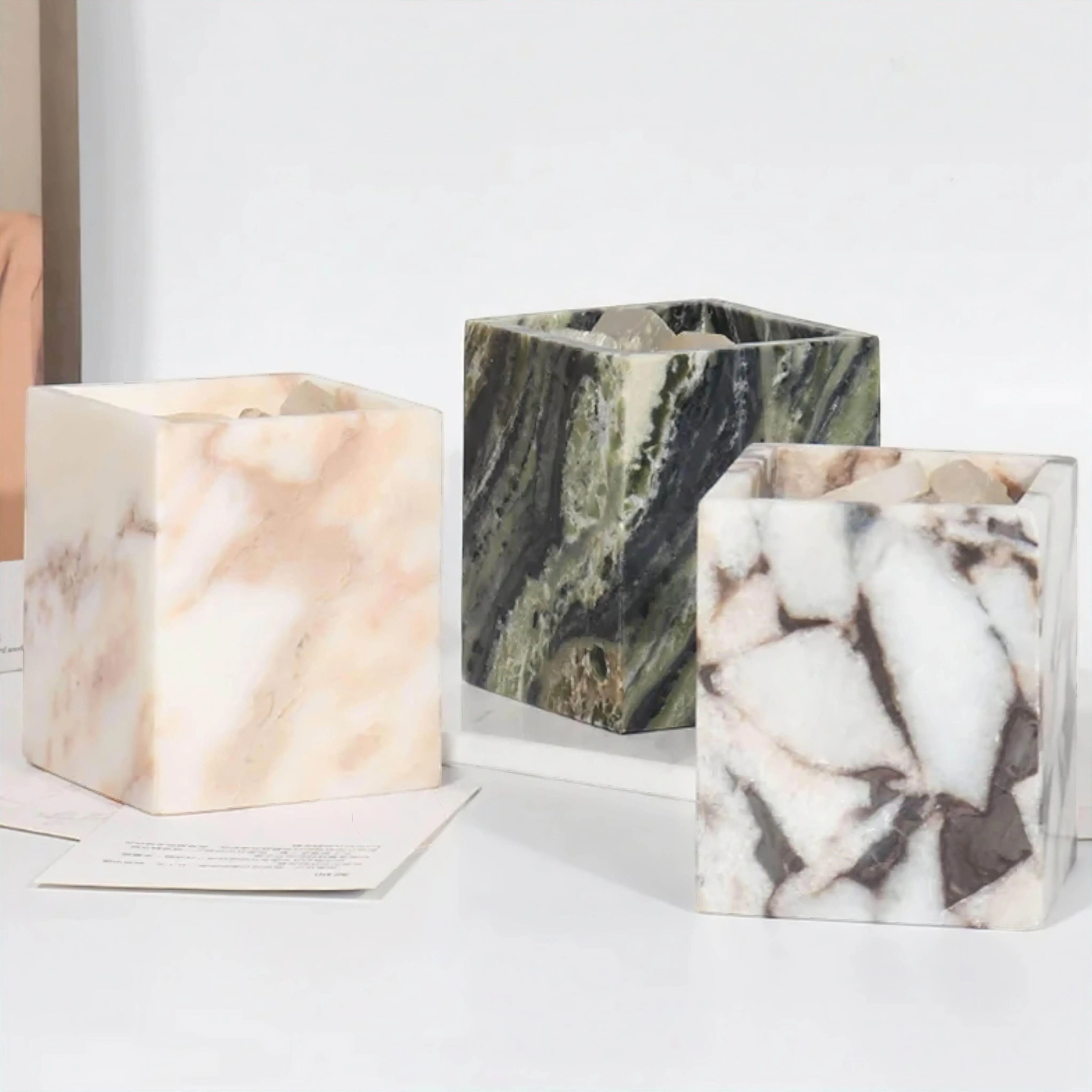 Marble Candle Holders - Elegant Decorative Cups for Home Decor