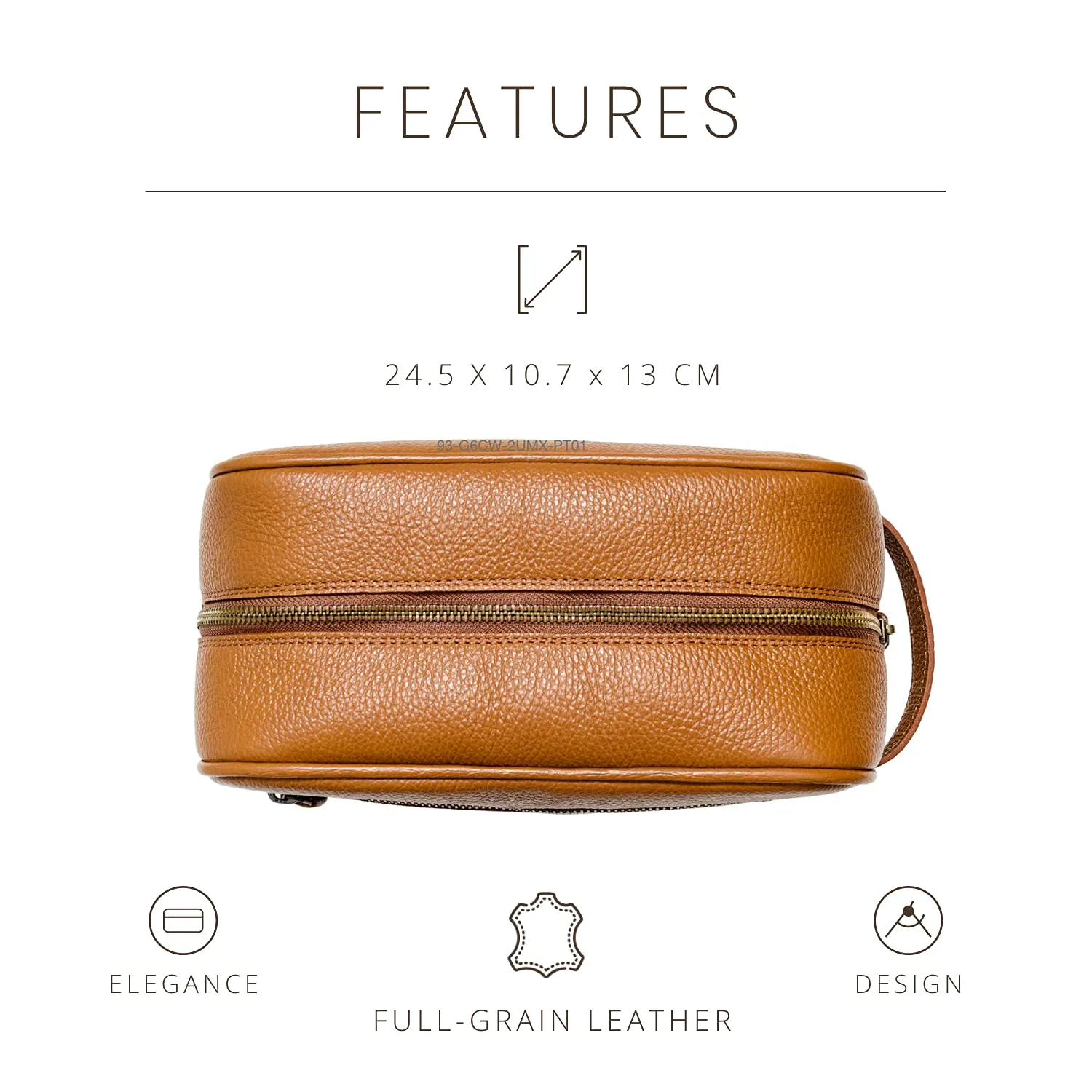 Maruse Italian Leather Toiletry Travel Bag with 2 Zippered Closures for Men and Women, Handmade in Italy, Rope