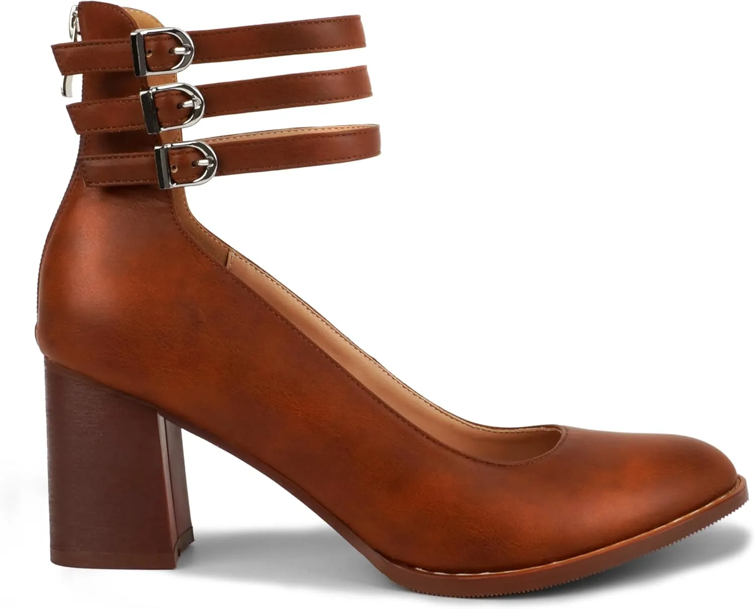 Mary Jane Shoe Women Heels Chunky Block Heel Close Round Toe Pumps Shoes with Ankle Strap Dress Party Shoes