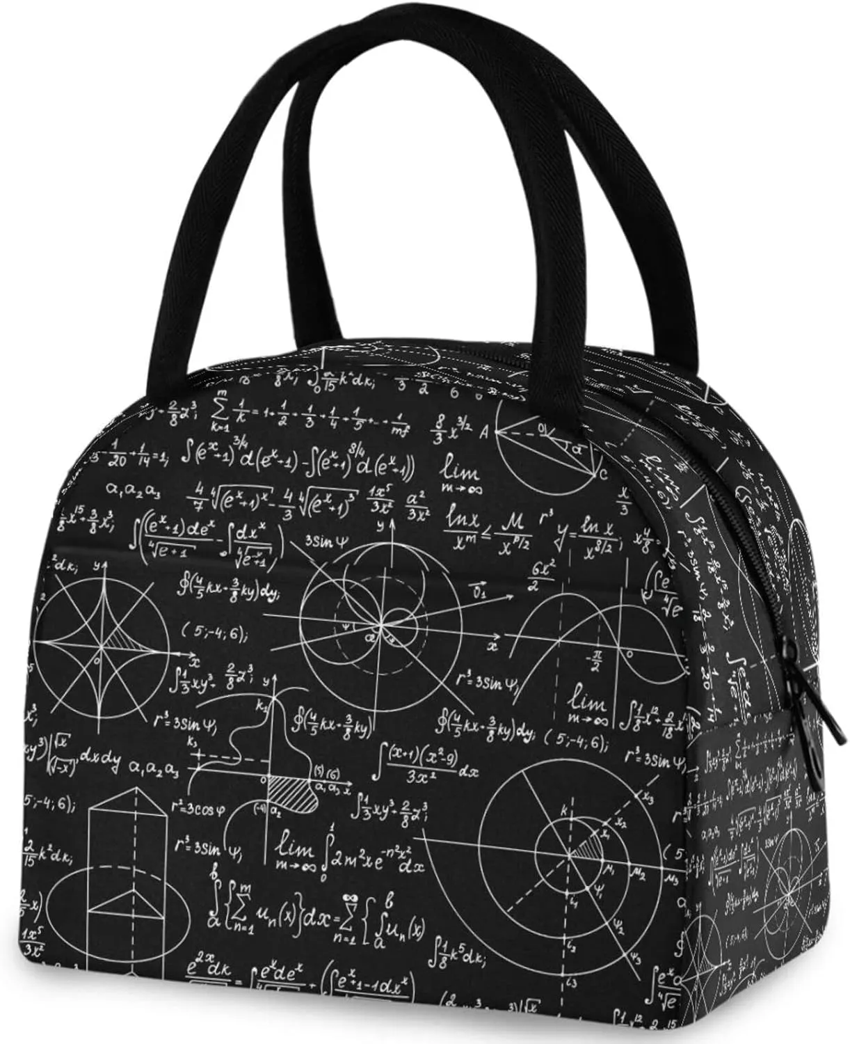Math Formulas Calculations Pattern Insulated Lunch Tote Bag, Reusable Multi-Pocket Container Cooler Bag for Women&Men School Work Picnic Outdoor Travel