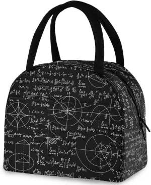 Math Formulas Calculations Pattern Insulated Lunch Tote Bag, Reusable Multi-Pocket Container Cooler Bag for Women&Men School Work Picnic Outdoor Travel