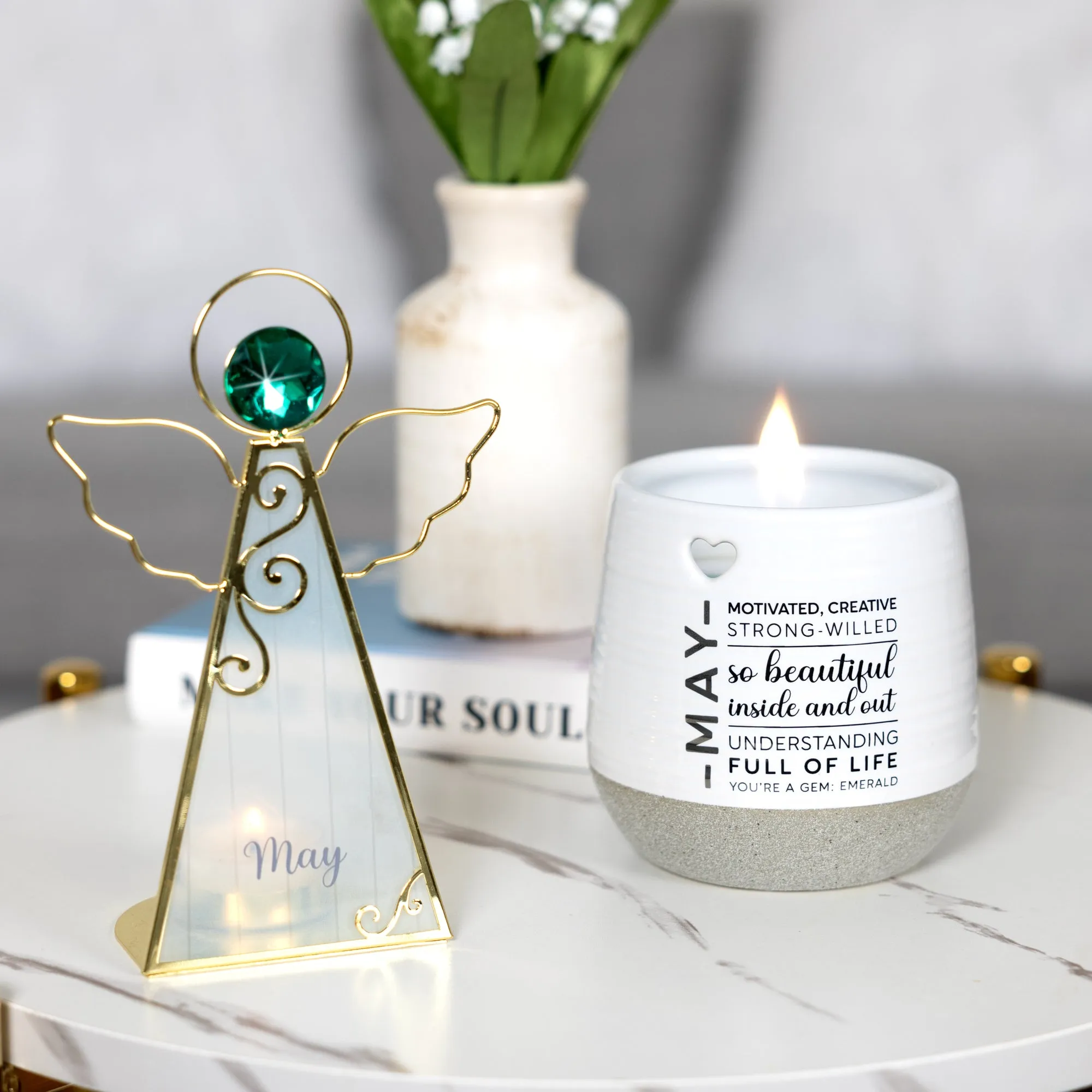 May 6.5" Monthly Angel Tea Light Holder