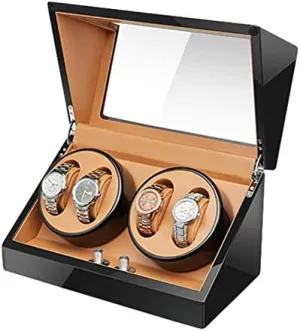 Mechanical Watch Shaker Automatic Watch Winder Box 4 Quiet Motor Wood Shell Piano Paint Exterior Flexible Watch Pillows for Man Women Watches Efficency
