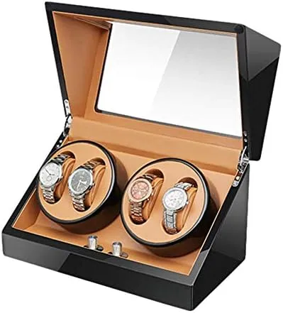 Mechanical Watch Shaker Automatic Watch Winder Box 4 Quiet Motor Wood Shell Piano Paint Exterior Flexible Watch Pillows for Man Women Watches Efficency