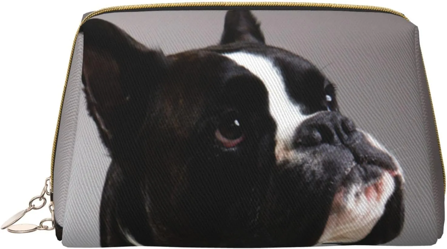 MENRIAOV Black And White Dog Breed Boxer Pvc Leather Portable Cosmetic Bag Travel Toiletry Bag Makeup Bag For Women