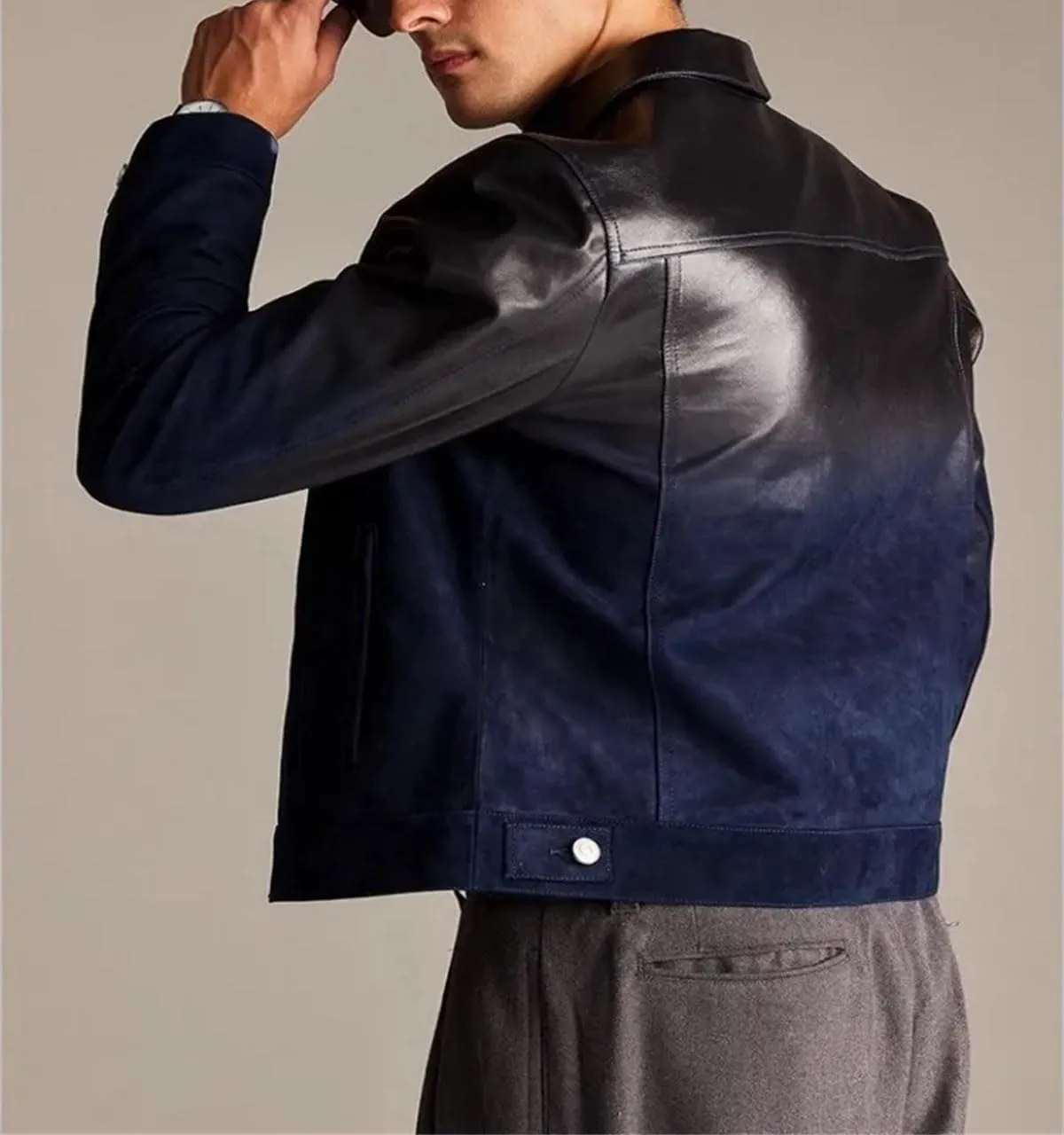 Men’s Cowhide Leather Jacket Cool Weather Retro Design Motorcycle Coat