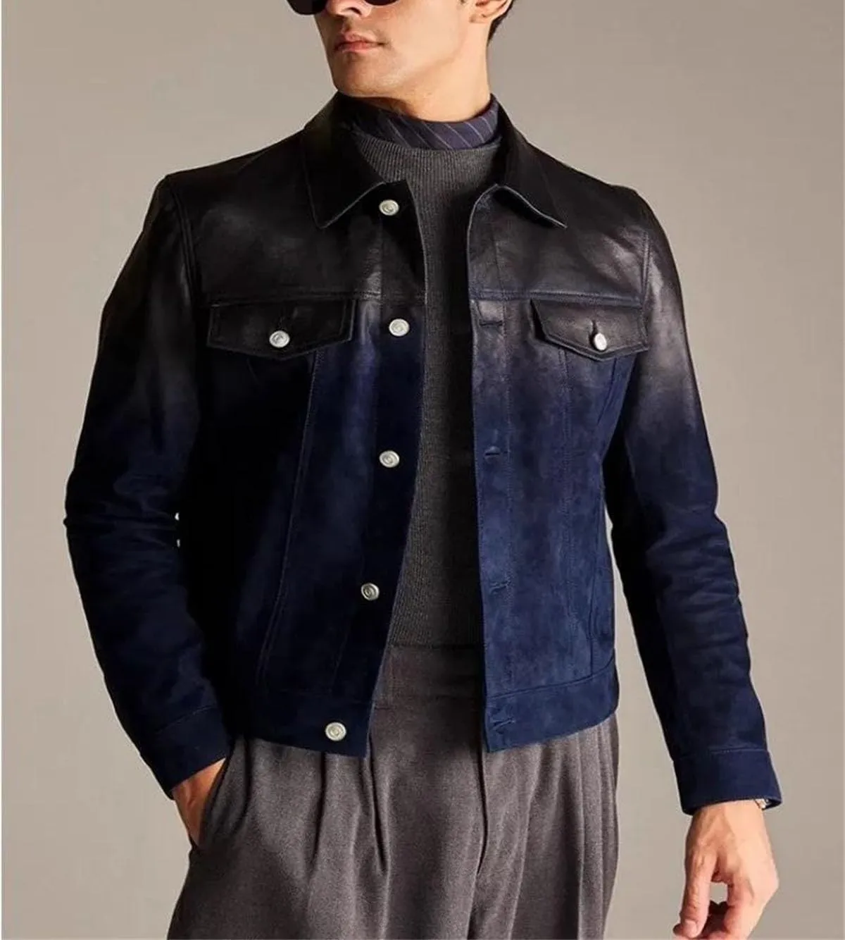 Men’s Cowhide Leather Jacket Cool Weather Retro Design Motorcycle Coat