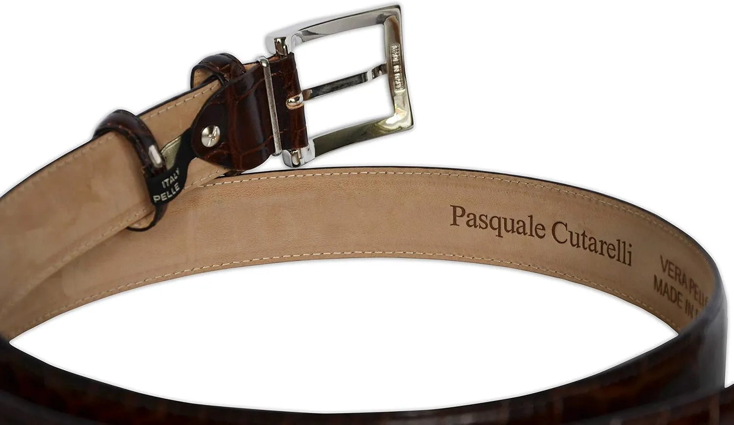 Mens Crocodile Pattern Italian Leather Belt