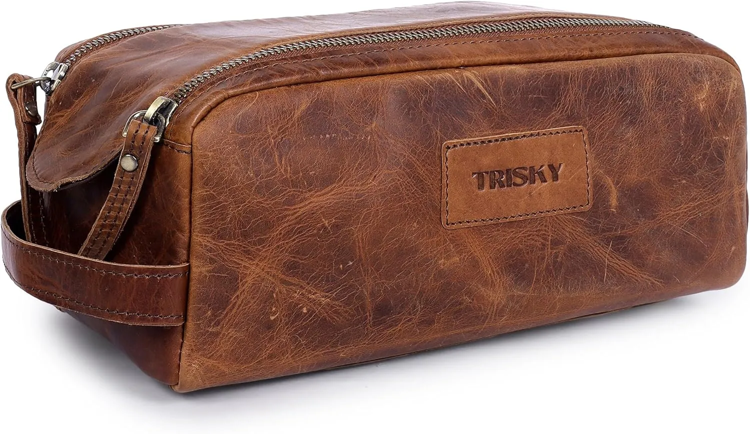 Mens Leather Toiletry Travel Bag, Shaving and Travel Kit for Men, Dopp Kit Men, Handcrafted Vintage, Toiletry Pouch With Waterproof Lining - Tan