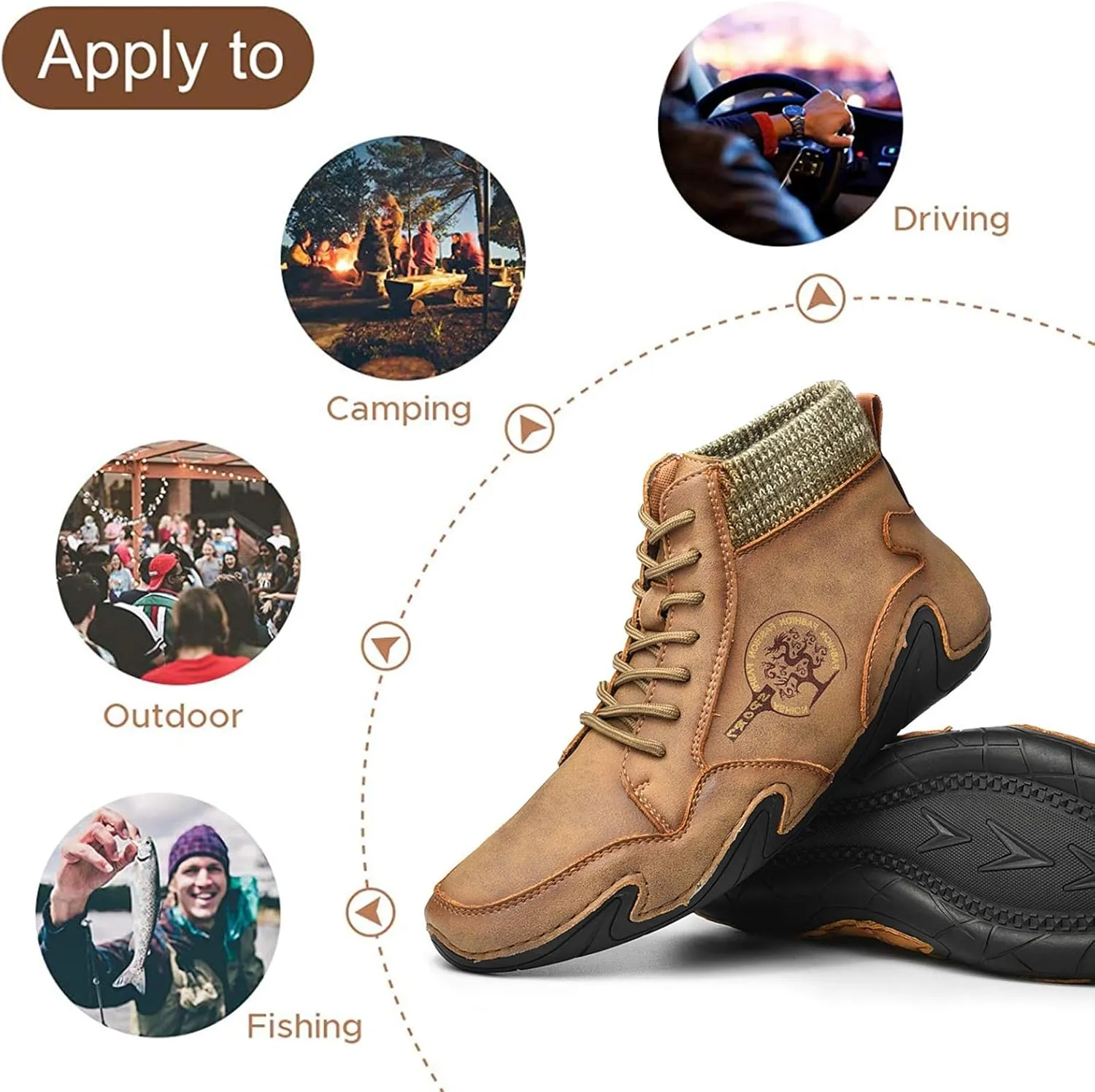 Mens Loafer Retro Leather Casual Oxford Shoes Handmade Comfort Moccasins Walking Business Work Office Dress Anti Slip Outdoor Summer Driving Boat Round Toe Slip on Shoe Wide Fit