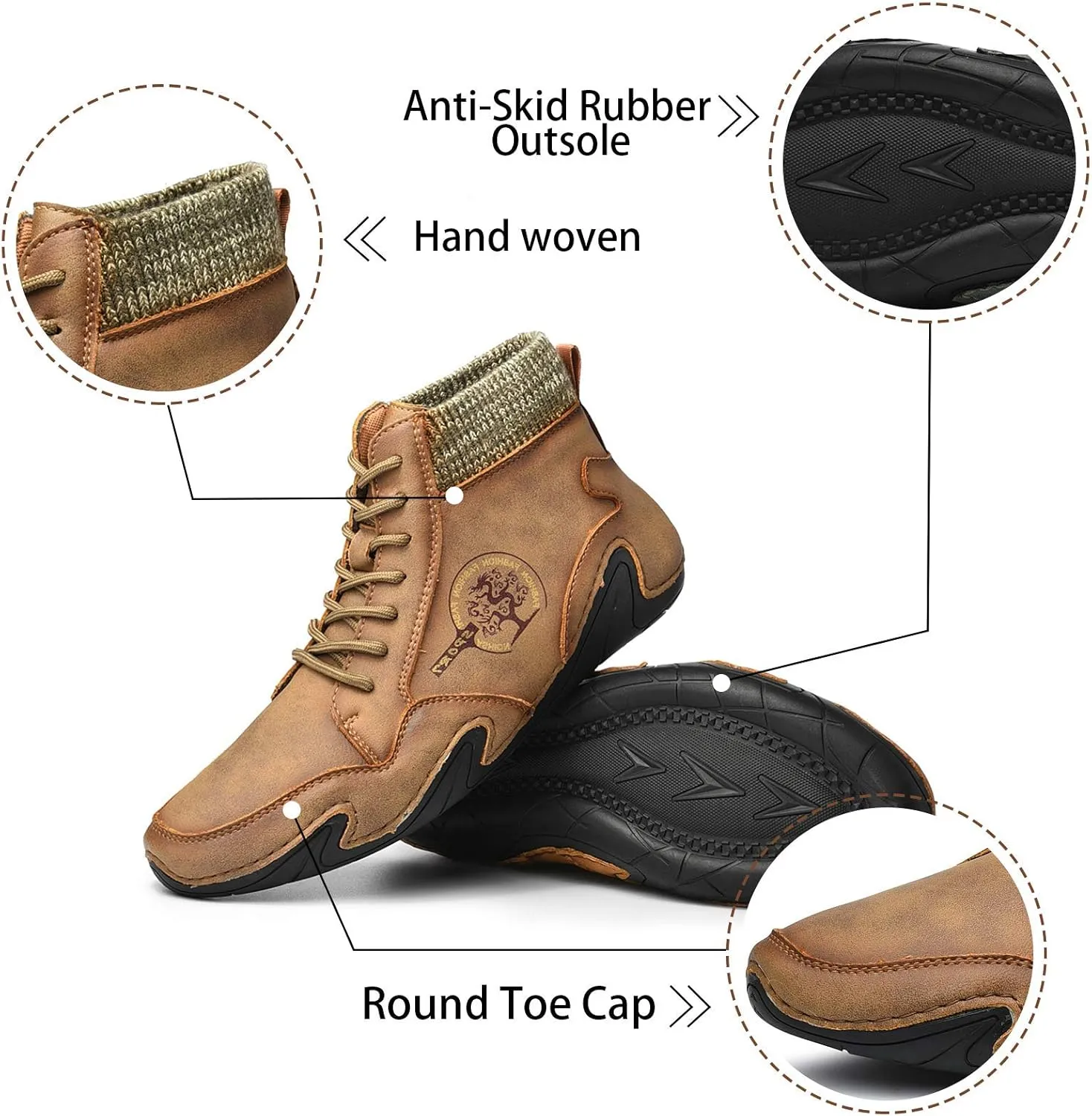 Mens Loafer Retro Leather Casual Oxford Shoes Handmade Comfort Moccasins Walking Business Work Office Dress Anti Slip Outdoor Summer Driving Boat Round Toe Slip on Shoe Wide Fit
