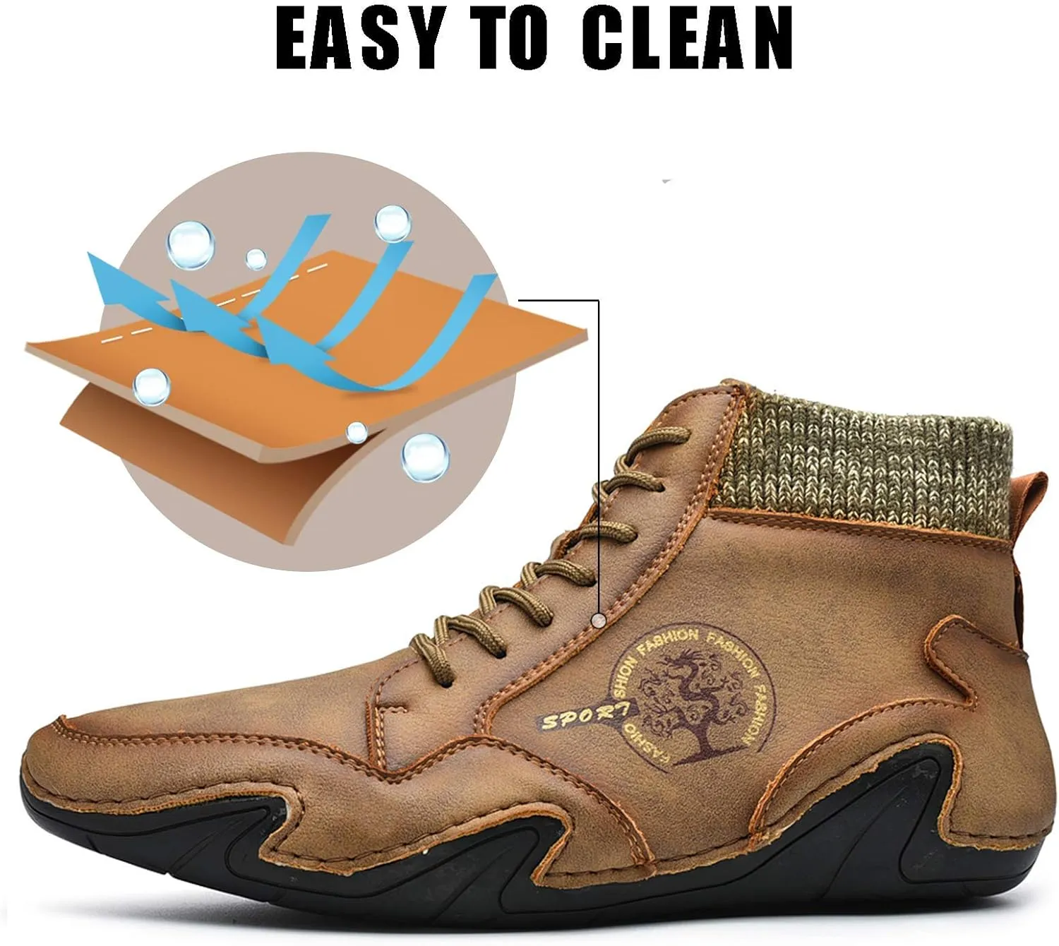 Mens Loafer Retro Leather Casual Oxford Shoes Handmade Comfort Moccasins Walking Business Work Office Dress Anti Slip Outdoor Summer Driving Boat Round Toe Slip on Shoe Wide Fit