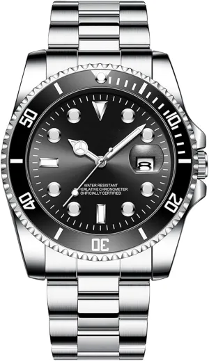 Men's Luxury Watch, Stainless Steel Strap Business Analog Timepiece, 42mm Waterproof Wristwatch, Stylish and Easy-to-Read Fashion Accessory for Formal and Casual Wear