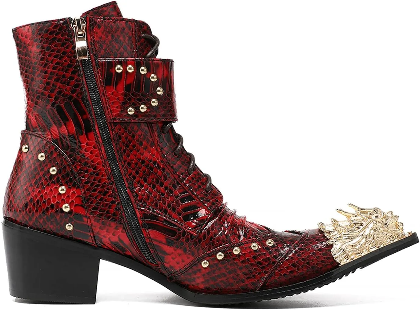 Mens Oxfords Boots Casual Dress Cowboy Boots Genuine Leather Metal Wingtip Toe Rivets Western Boots Fashion Ballroom Tuxedo Party Disco Rock Singer Prom Wedding Mid Top Boots for Men