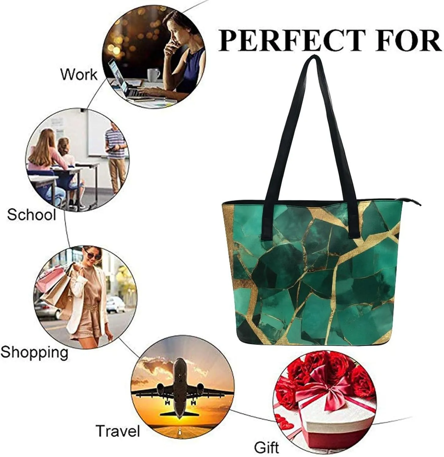 Men's Portable Tote Bag Trendy Modern Leather Handbag For Work Weekend
