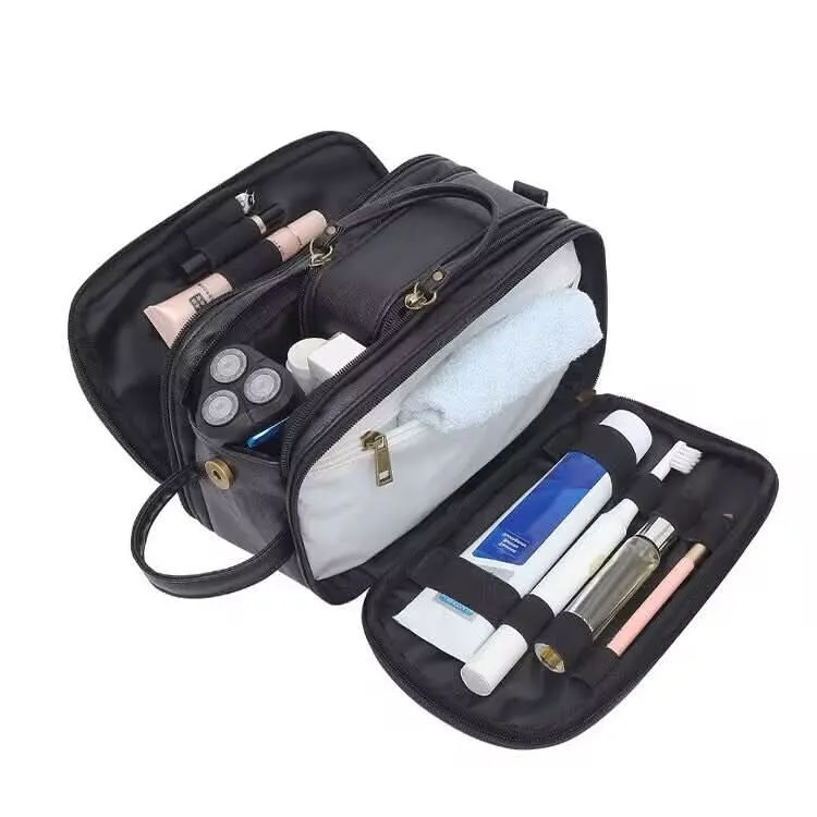 Men’s PU Leather Toiletry Bag – Waterproof Travel Organizer