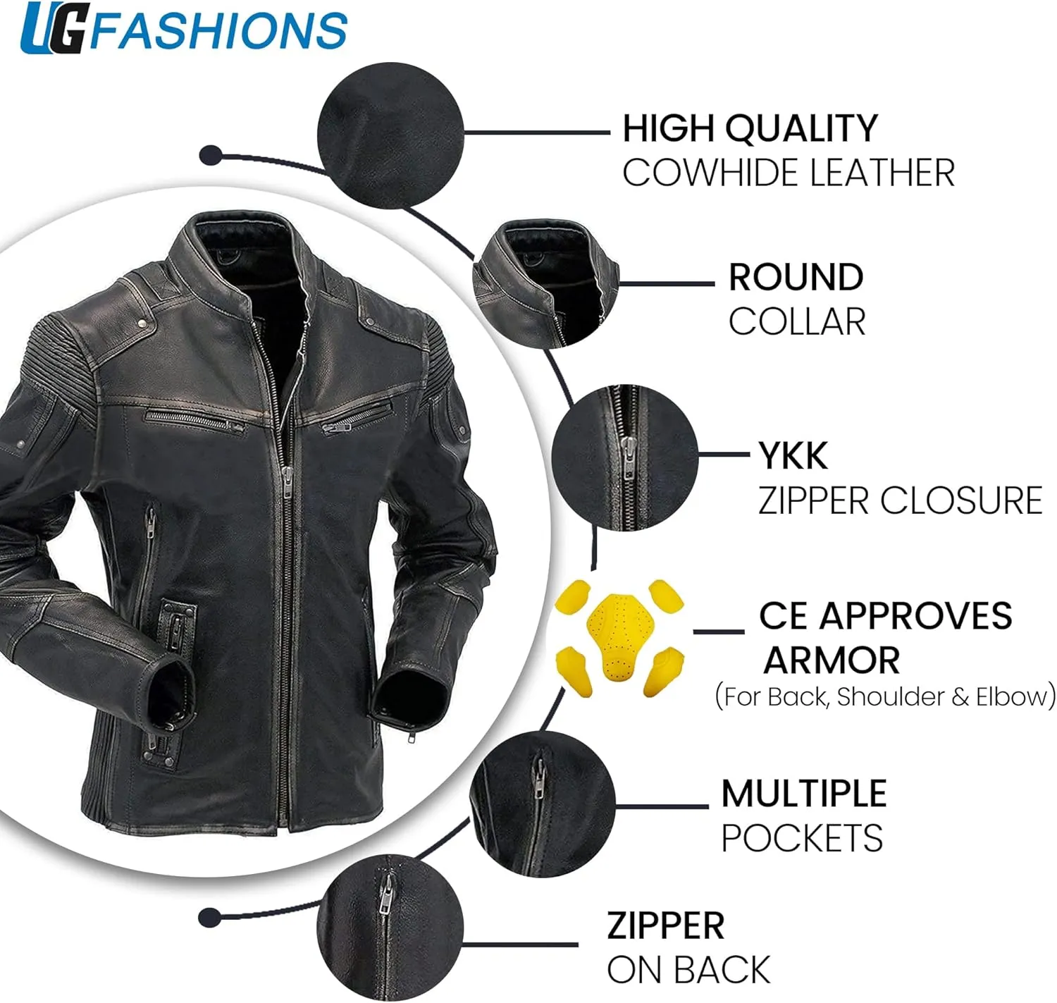 Mens Racing Motorcycle Padded Armored Distressed Brown Cowhide Leather Jacket