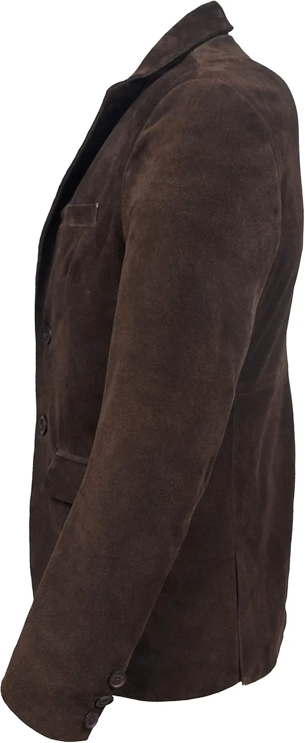 Mens Real Leather Blazer Italian Tailored 100% Suede Single Breasted Gents Coat 3450
