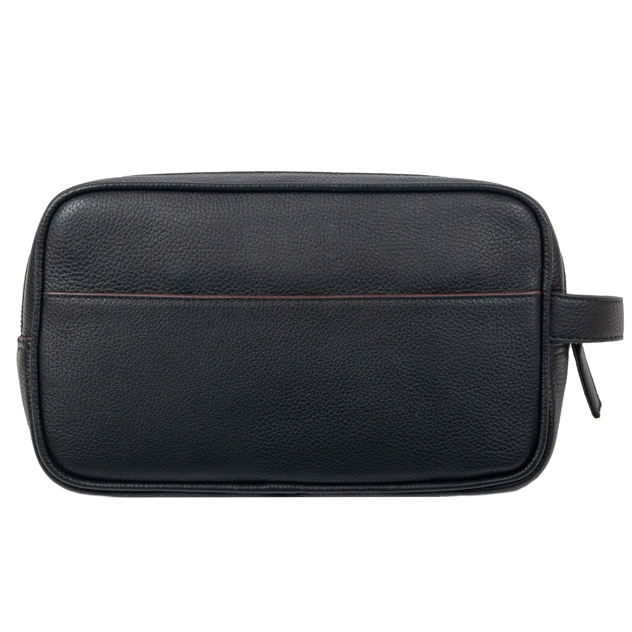 Men's Two-Zip Pebble Grain Leather Wash Bag