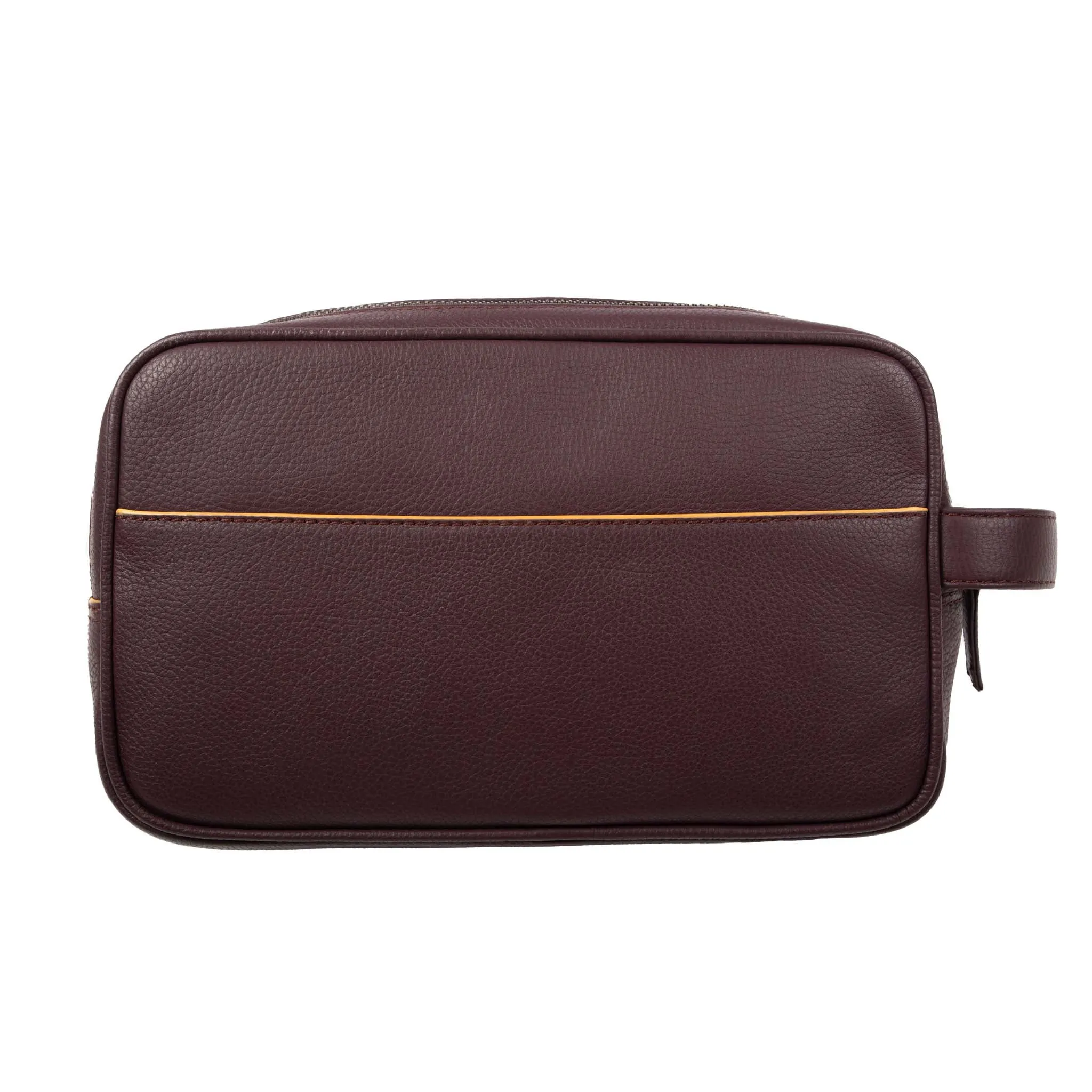 Men's Two-Zip Pebble Grain Leather Wash Bag