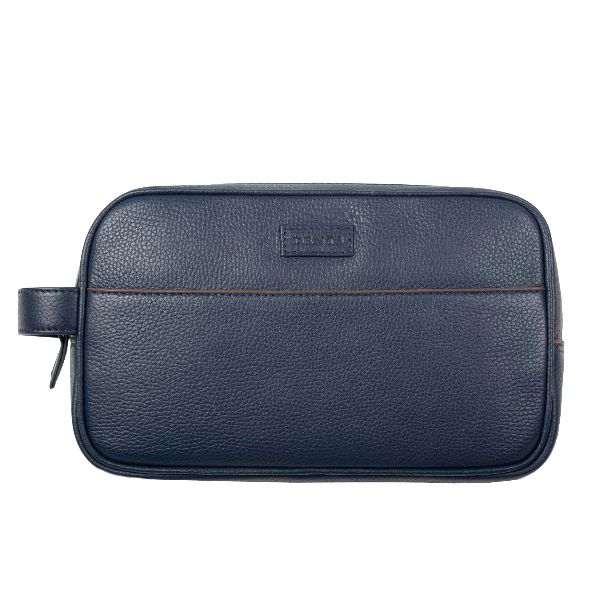 Men's Two-Zip Pebble Grain Leather Wash Bag