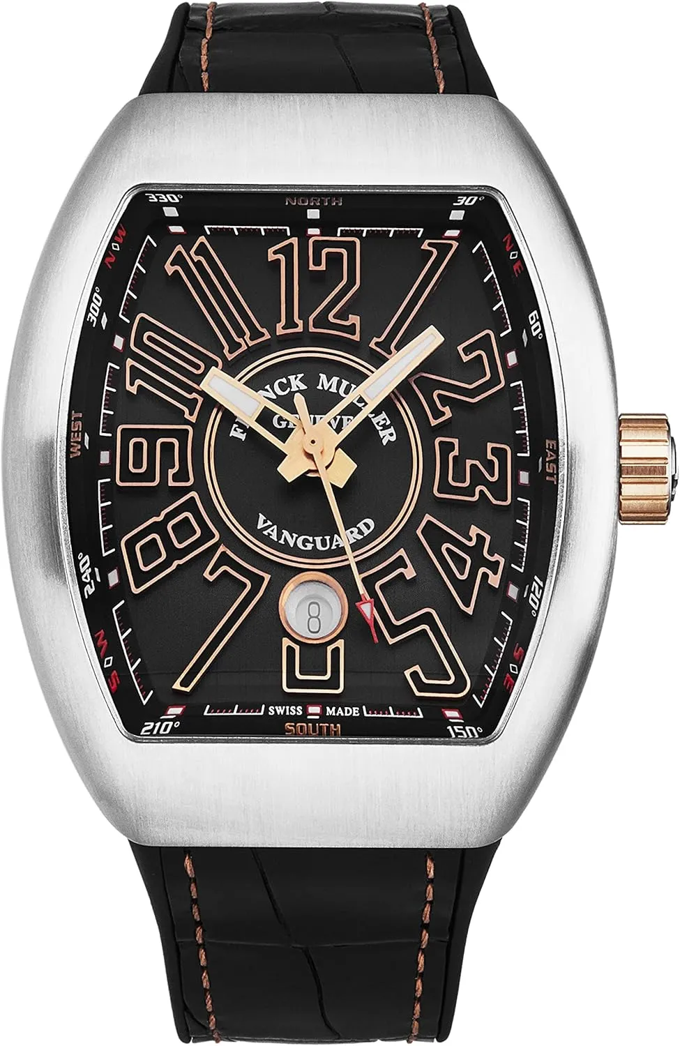 Men's 'Vanguard' Black Dial Black Rubber/Leather Strap Automatic Watch 45SCBLKBLKSTG5N