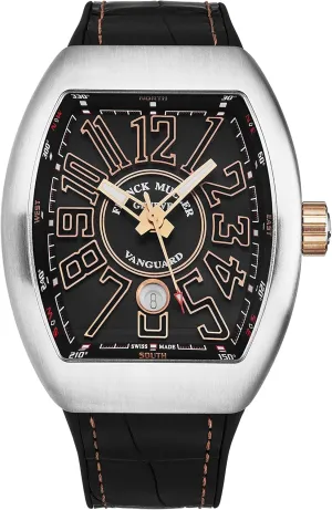 Men's 'Vanguard' Black Dial Black Rubber/Leather Strap Automatic Watch 45SCBLKBLKSTG5N