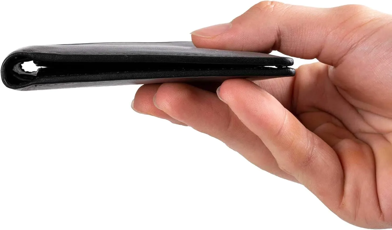 Mens Wallet Full Grain Genuine Leather Slim Minimalist Front Pocket Bifold Soft Nappa RFID Protection Black
