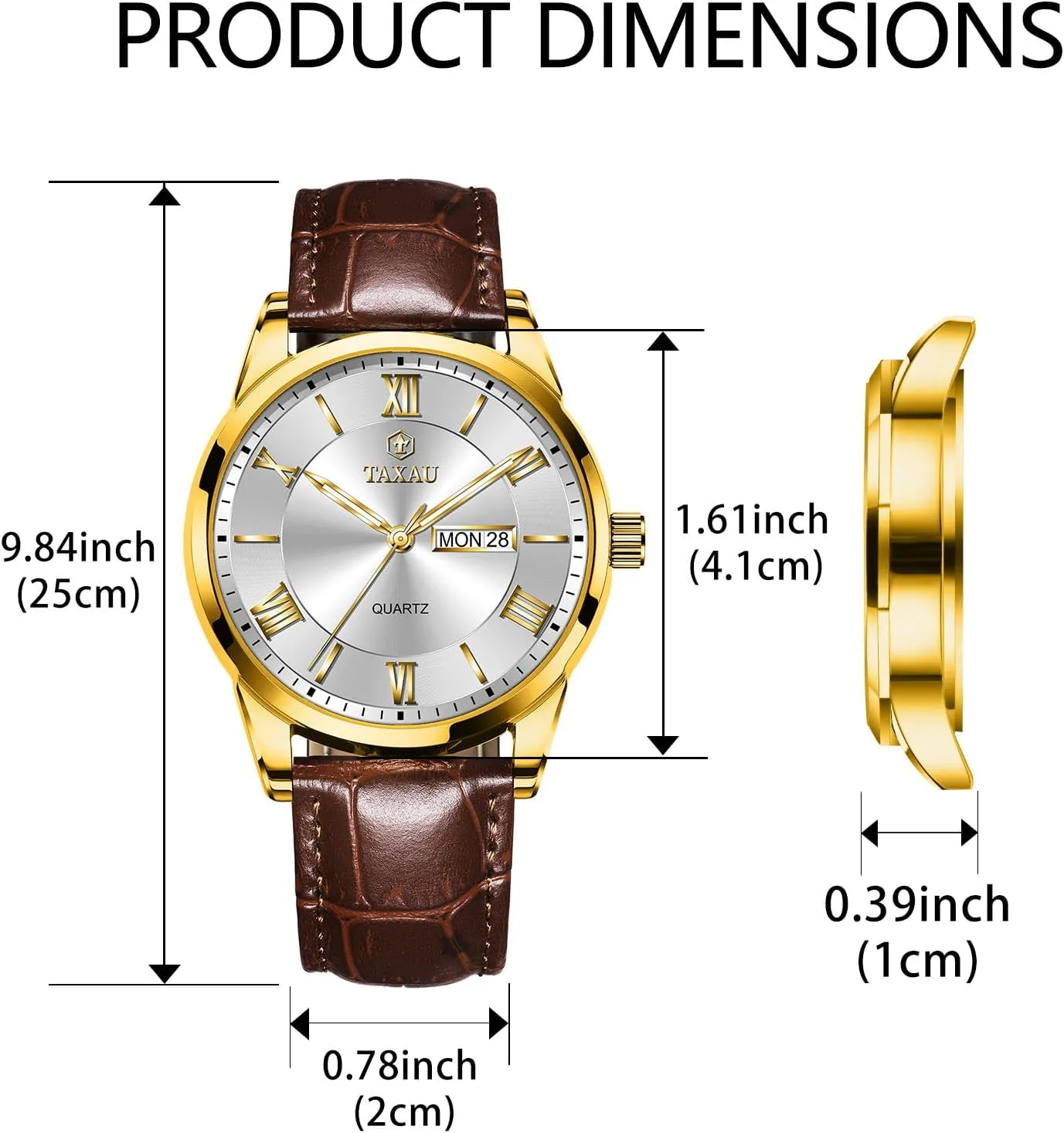 Mens Watches Waterproof Leather Watch for Men Dress Luxury Analog Quartz Watch Casual Large Number Wrist Watch Day Date Classic Watches Easy Read Big Face reloj para Hombre