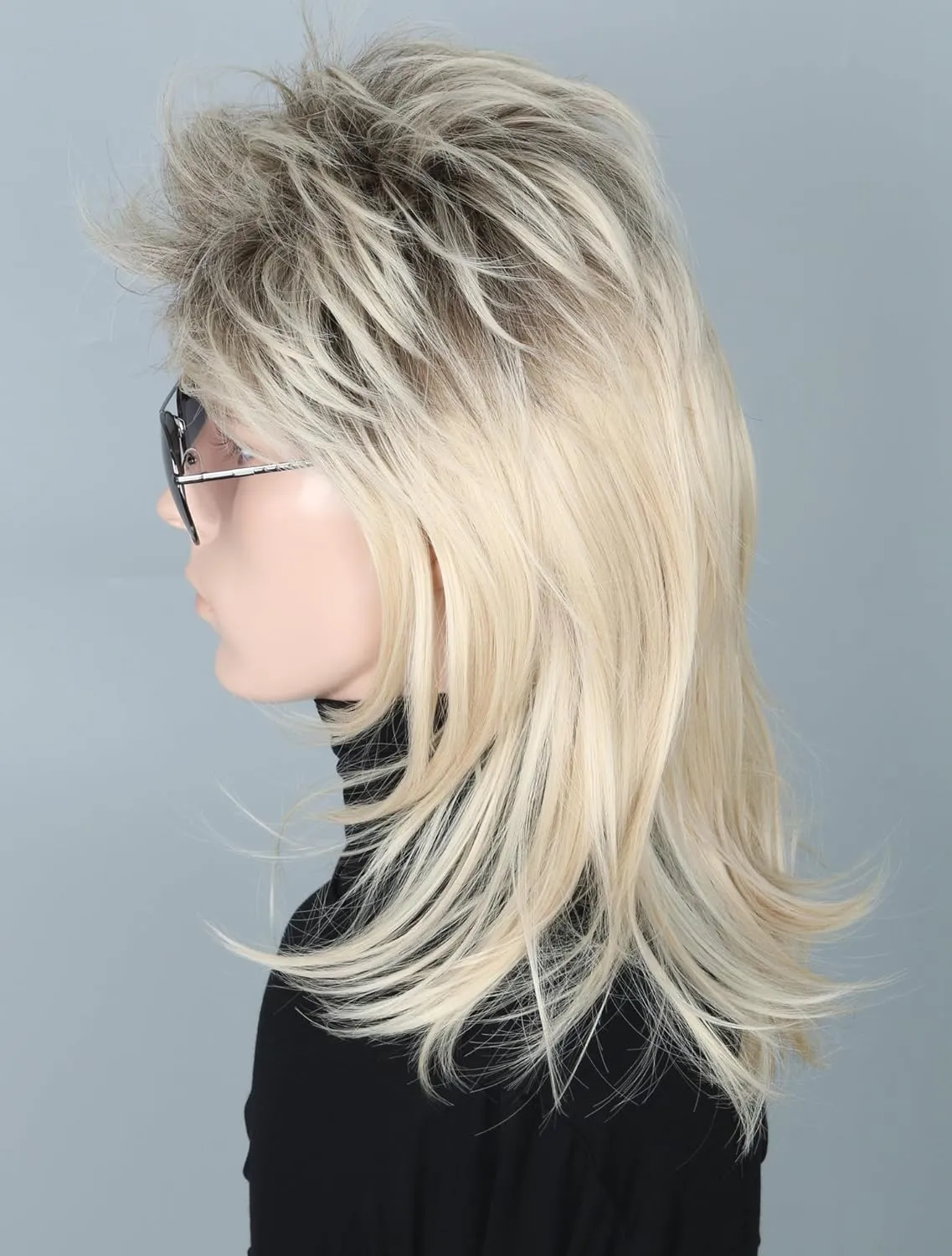 Men's Wig 70s 80s Costume Wigs Gold Black Mullet Wigs for Men Halloween Theme Party Wig