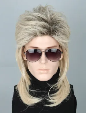 Men's Wig 70s 80s Costume Wigs Gold Black Mullet Wigs for Men Halloween Theme Party Wig