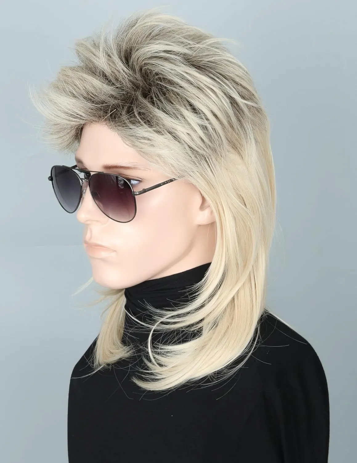 Men's Wig 70s 80s Costume Wigs Gold Black Mullet Wigs for Men Halloween Theme Party Wig