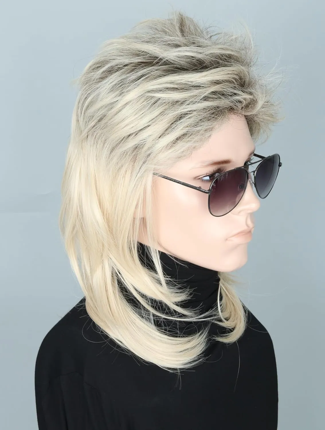 Men's Wig 70s 80s Costume Wigs Gold Black Mullet Wigs for Men Halloween Theme Party Wig
