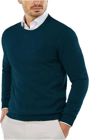 Men's Wine Crew Neck Sweater Soft Knitted Pullover for Fall & Winter Casual Warm Long Sleeve Jumper Classic Knitwear