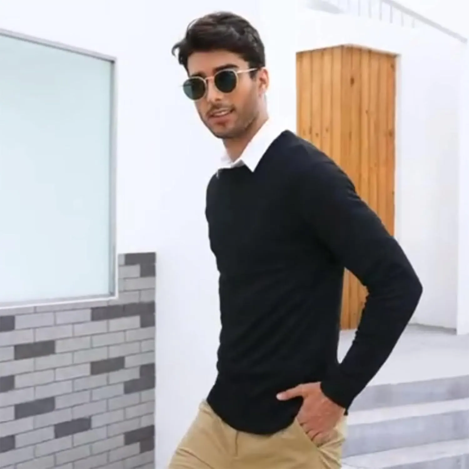 Men's Wine Crew Neck Sweater Soft Knitted Pullover for Fall & Winter Casual Warm Long Sleeve Jumper Classic Knitwear