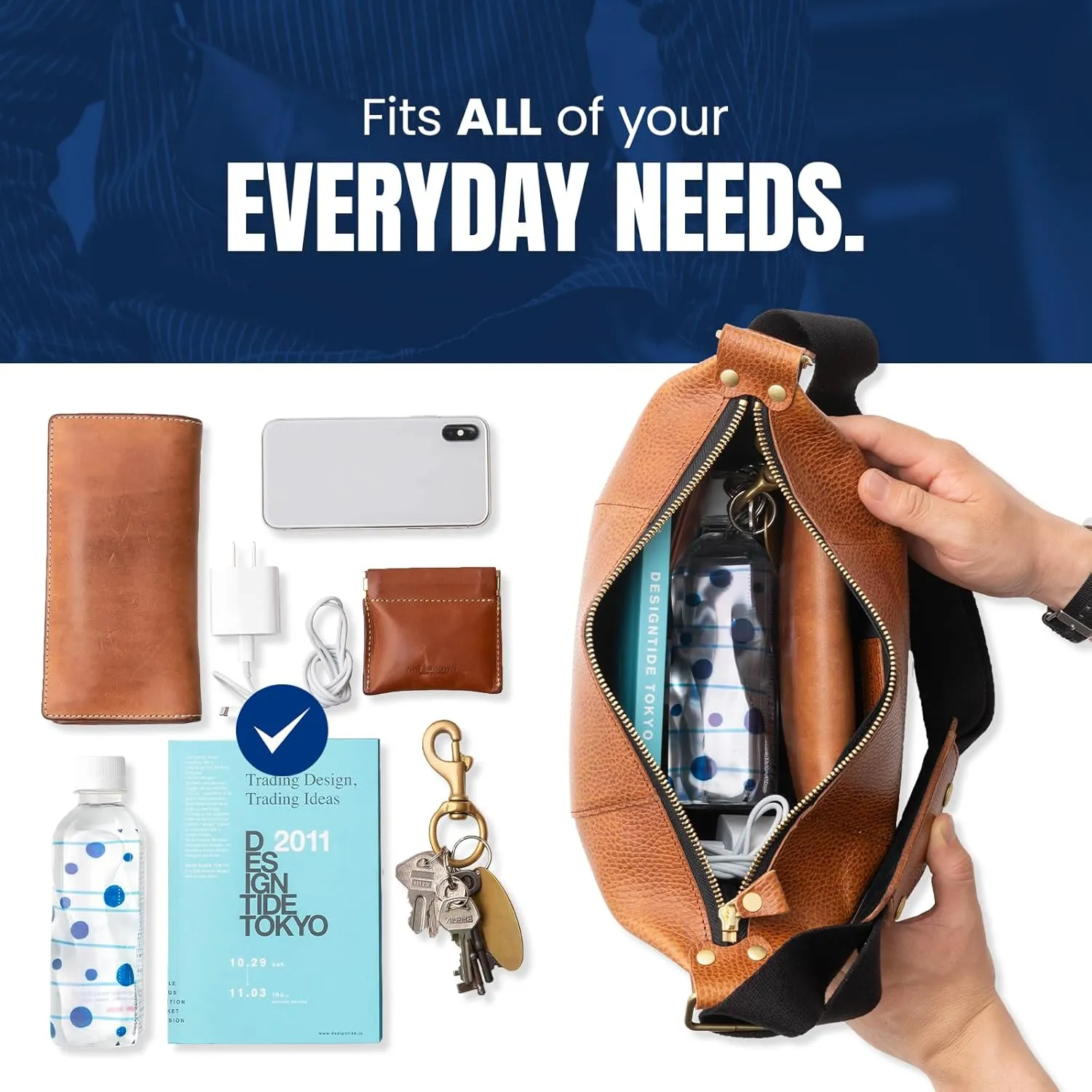 Mens Womens Genuine Italian Crossbody Leather Bag Stylish One shoulder Bag With Inner Pocket and Adjustable Strap
