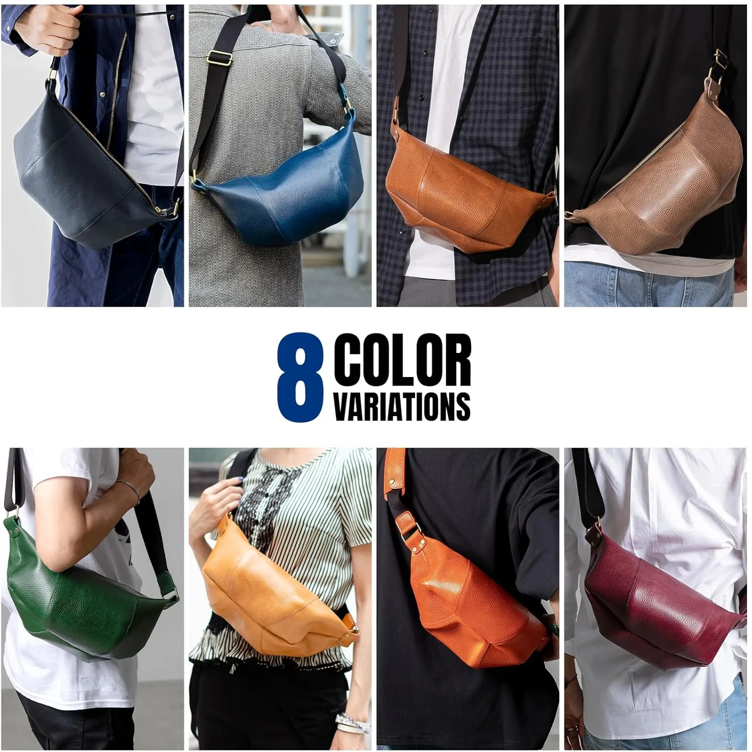Mens Womens Genuine Italian Crossbody Leather Bag Stylish One shoulder Bag With Inner Pocket and Adjustable Strap
