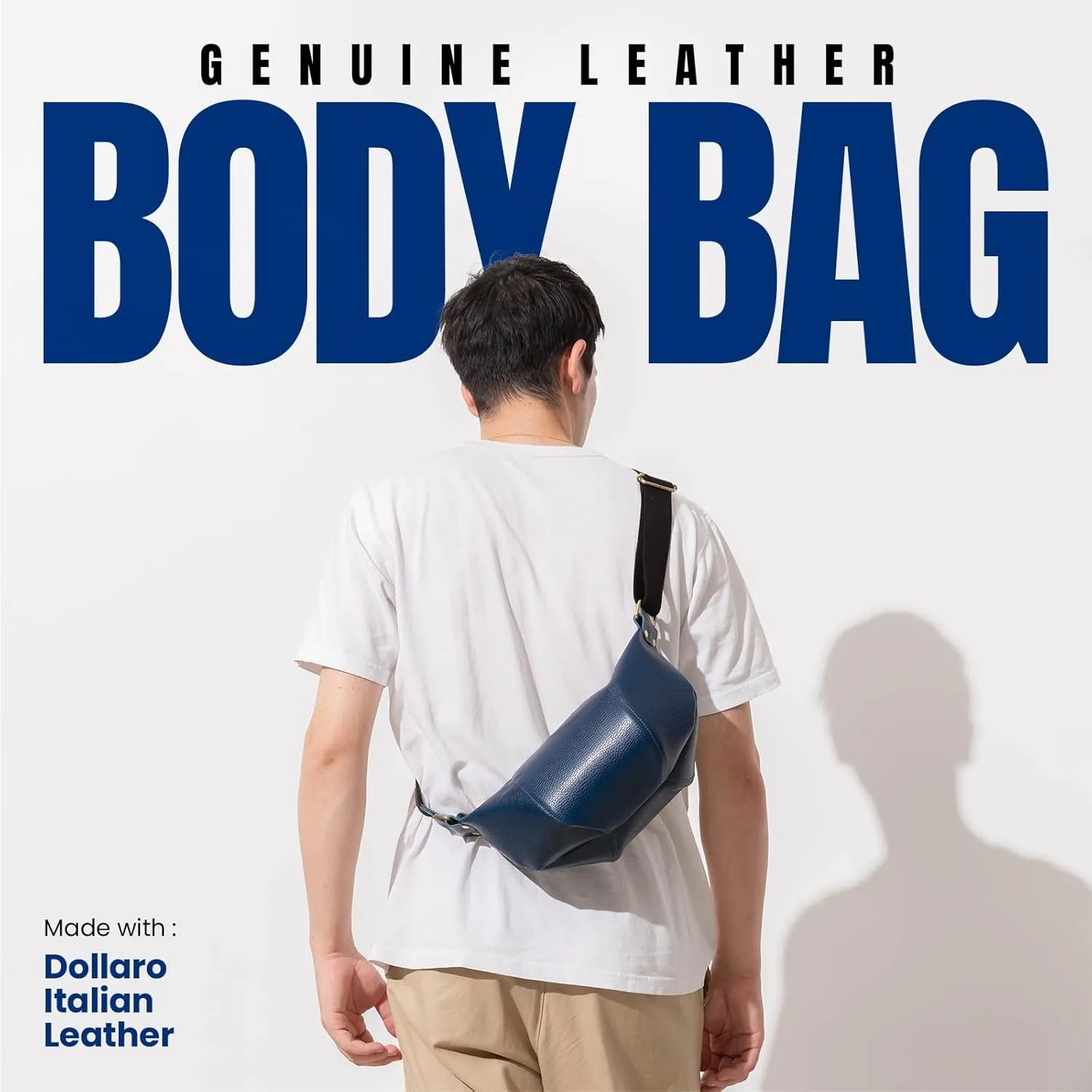 Mens Womens Genuine Italian Crossbody Leather Bag Stylish One shoulder Bag With Inner Pocket and Adjustable Strap
