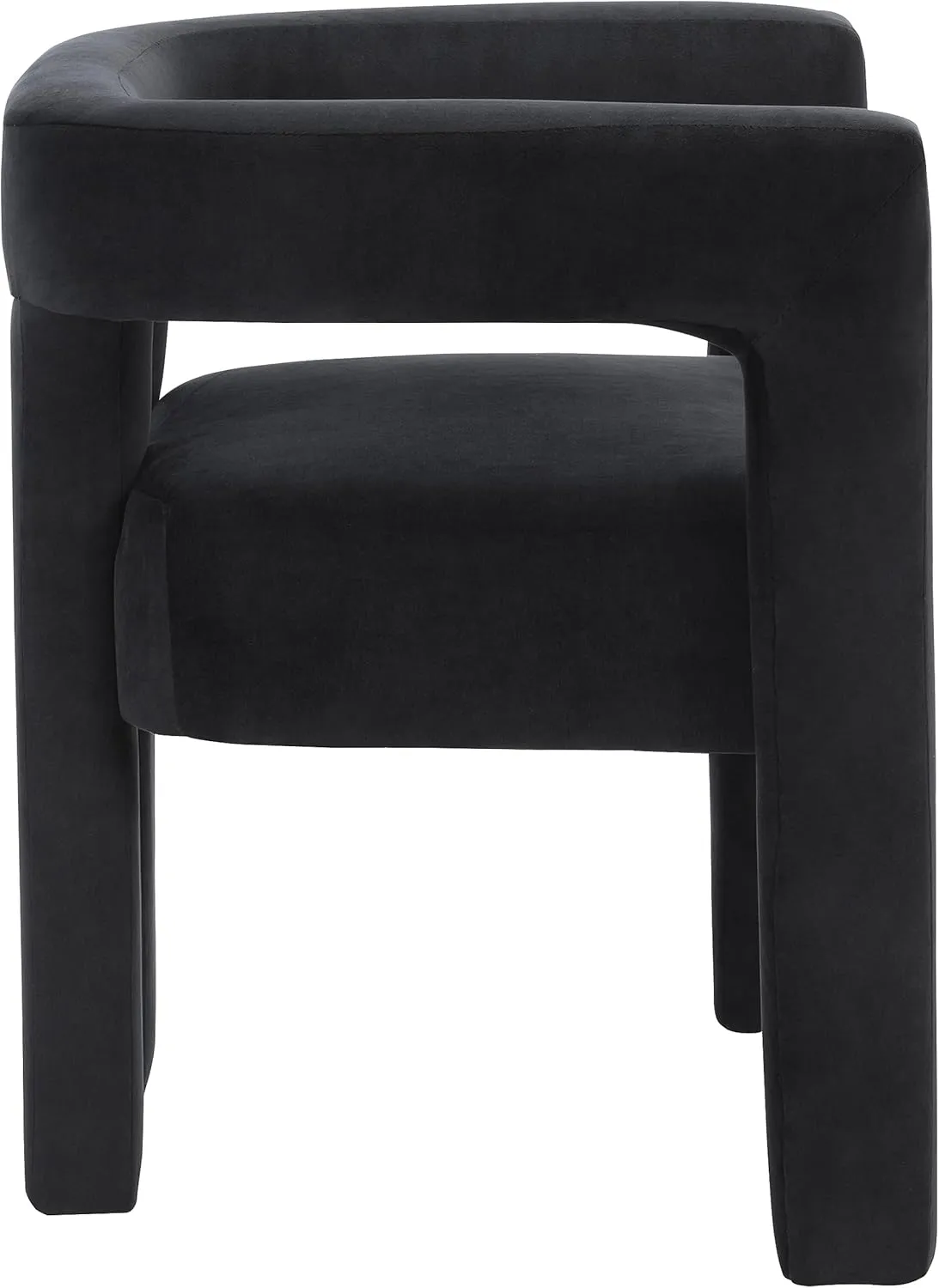 Meridian Furniture 889Black-C Athena Collection Modern | Contemporary Velvet Upholstered Dining Chair with Soft Black Velvet, 25" W x 21" D x 27" H, Black