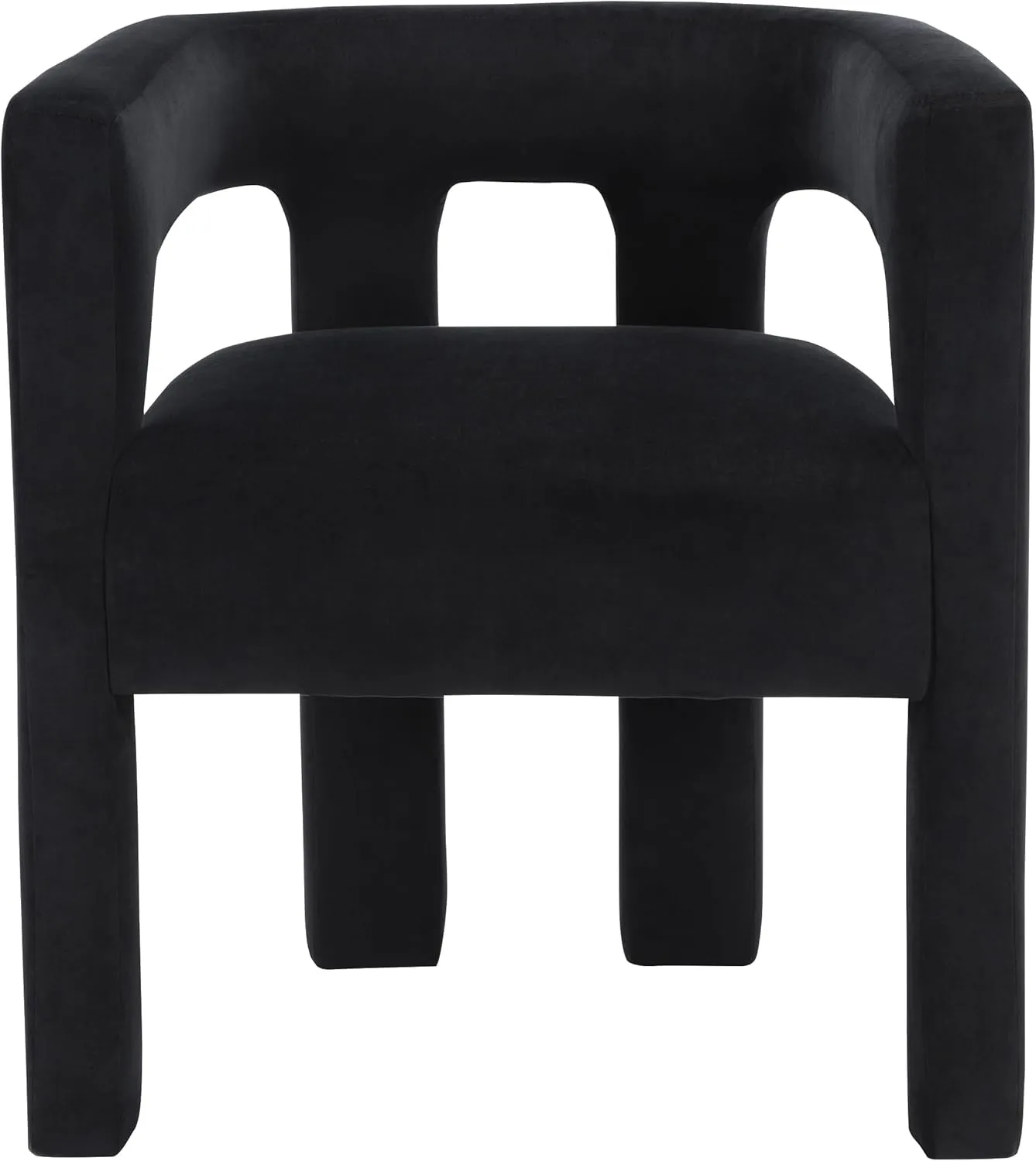 Meridian Furniture 889Black-C Athena Collection Modern | Contemporary Velvet Upholstered Dining Chair with Soft Black Velvet, 25" W x 21" D x 27" H, Black