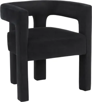 Meridian Furniture 889Black-C Athena Collection Modern | Contemporary Velvet Upholstered Dining Chair with Soft Black Velvet, 25" W x 21" D x 27" H, Black