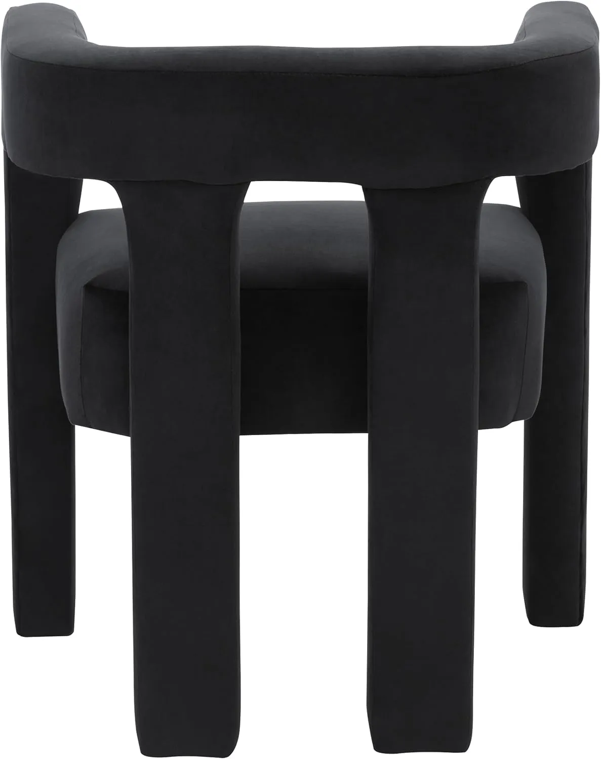 Meridian Furniture 889Black-C Athena Collection Modern | Contemporary Velvet Upholstered Dining Chair with Soft Black Velvet, 25" W x 21" D x 27" H, Black