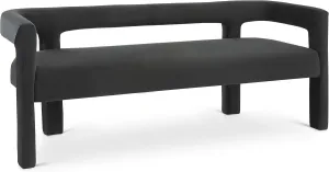 Meridian Furniture 892Black Athena Collection Modern | Contemporary Velvet Upholstered Bench with Soft Black Velvet, 66.5" W x 21" D x 27" H, Black