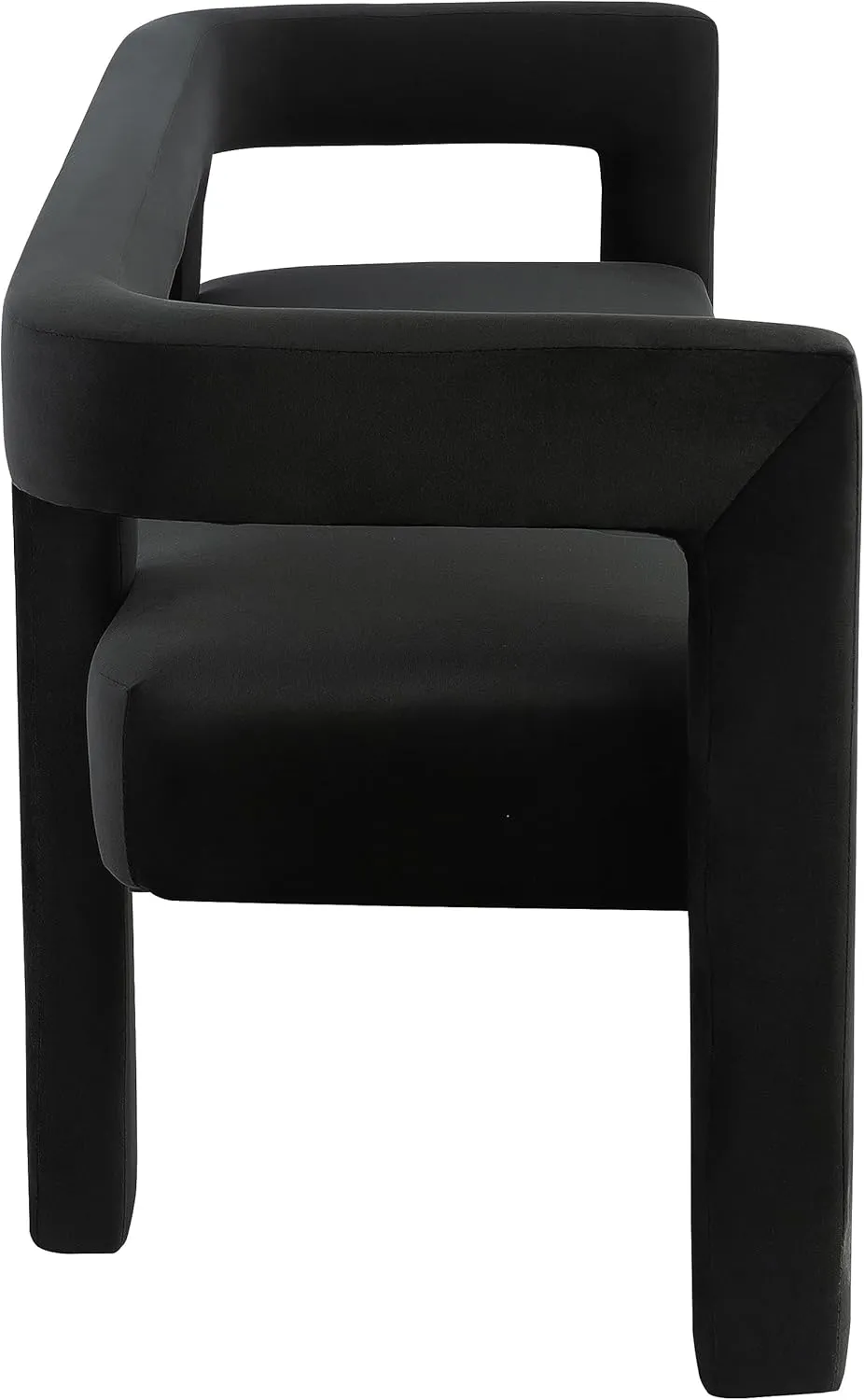 Meridian Furniture 892Black Athena Collection Modern | Contemporary Velvet Upholstered Bench with Soft Black Velvet, 66.5" W x 21" D x 27" H, Black