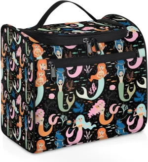Mermaid Large Travel Toiletry Bag for Women, Travel Organizer for Toiletries, Waterproof Makeup Cosmetic Bag with Handle