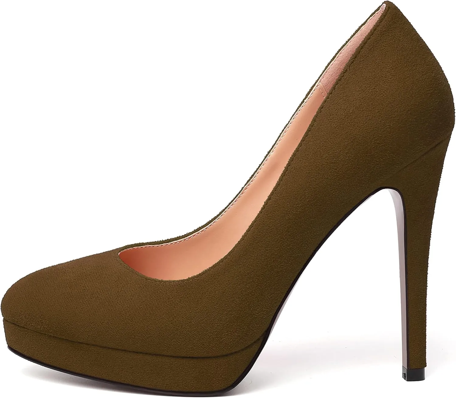 MERRORI Womens Dress Shoes Pointed Toe Cute Suede Slip On Evening Platform Stiletto High Heel Pumps Shoes 4.7 Inch