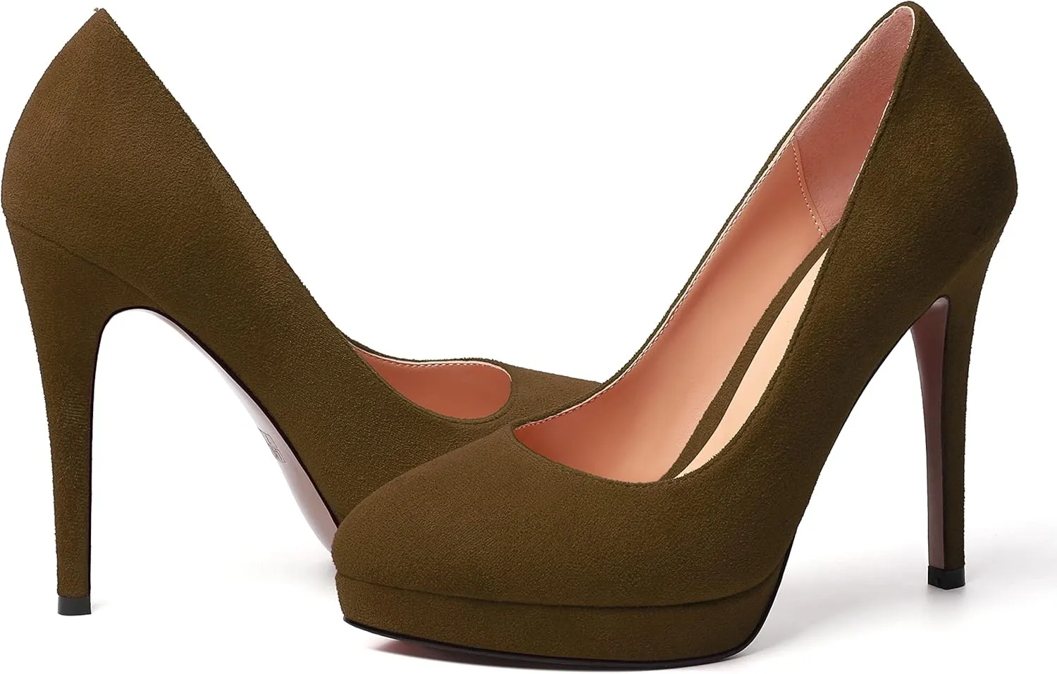 MERRORI Womens Dress Shoes Pointed Toe Cute Suede Slip On Evening Platform Stiletto High Heel Pumps Shoes 4.7 Inch