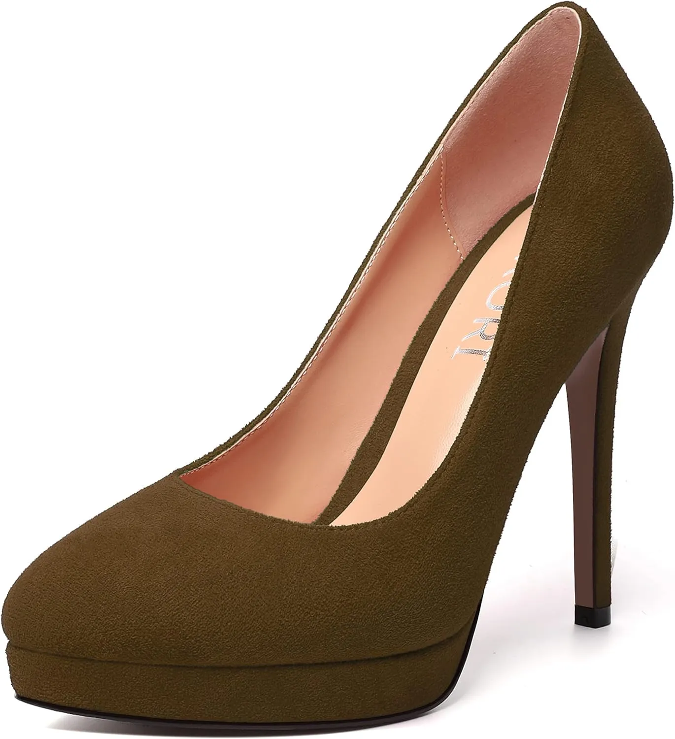 MERRORI Womens Dress Shoes Pointed Toe Cute Suede Slip On Evening Platform Stiletto High Heel Pumps Shoes 4.7 Inch