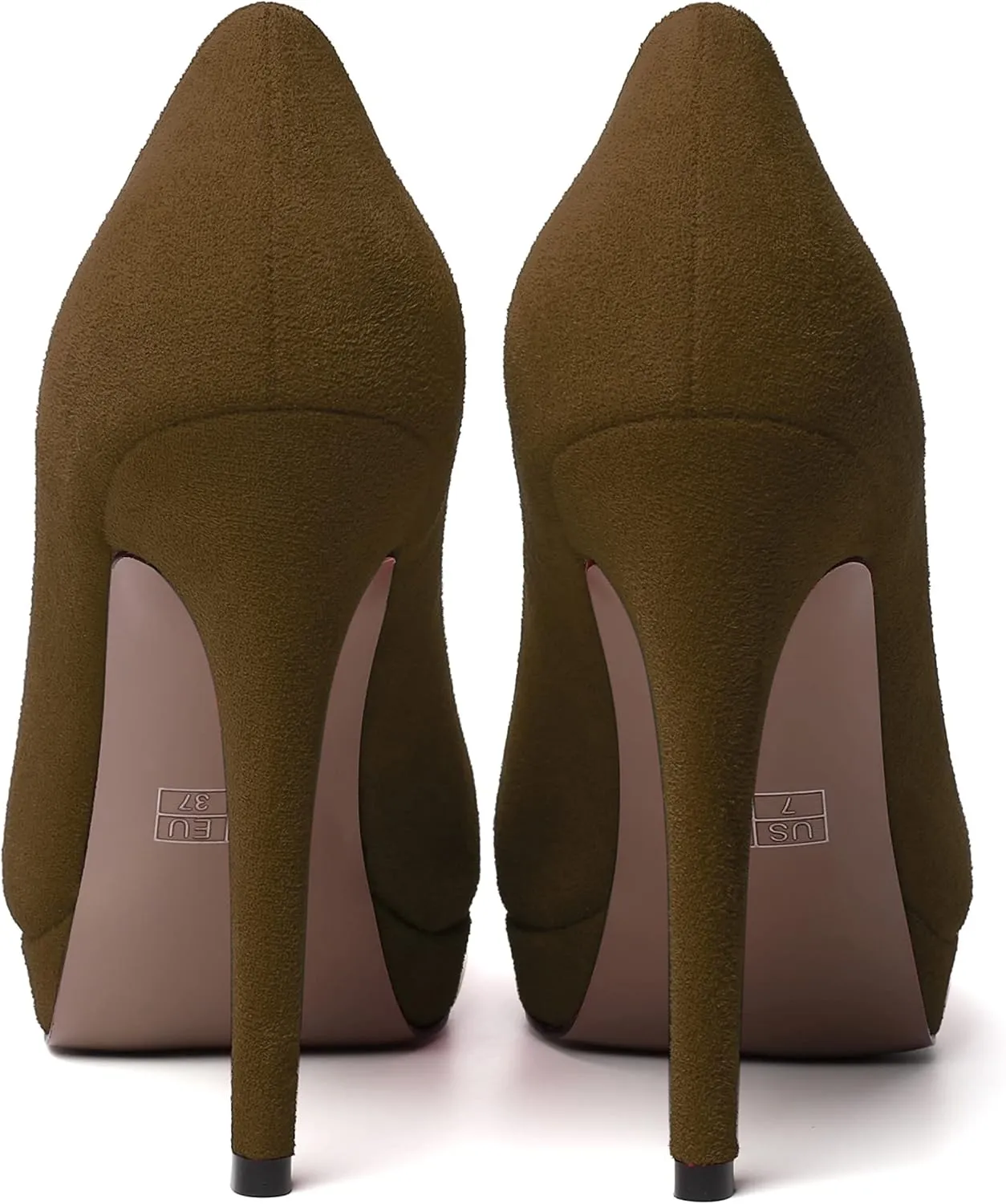 MERRORI Womens Dress Shoes Pointed Toe Cute Suede Slip On Evening Platform Stiletto High Heel Pumps Shoes 4.7 Inch