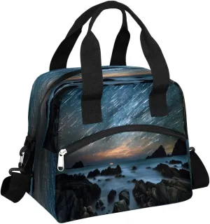 Meteor On The Sea Insulated Lunch Bag for Women Men Reusable Waterproof Lunch Box Cooler Tote Bag One shoulder portable meal bag Portable Adult Lunchbox for Work Picnic Hiking Beach